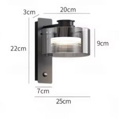 Wall-mounted light fixture with dimensions labeled on a white background