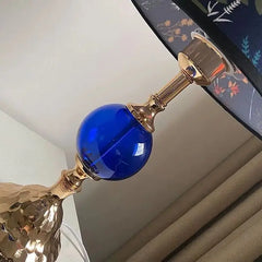 Brass Table Lamp with Floral Shade