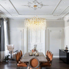 Modern Branch Crystal Chandelier with Cascading Icicle Droplets