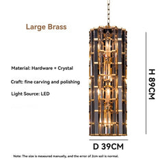 Gold Crystal Prism Faceted Pendant Chandelier with Chain