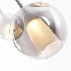 Rose Gold Glass Globe Pendant Light with Polished Metal Frame