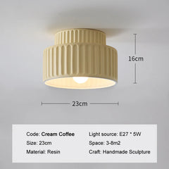 Tiered Fluted Ceramic Drum Pendant Light with Warm Inner Glow