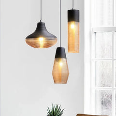 Glass Industrial Style Pendant Light with Ribbed Shade