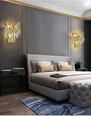Gold Crystal Teardrop Cascading Chandelier Light
