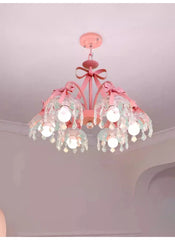 Pink Bow Crystal Chandelier Multi-Arm Pendant Light