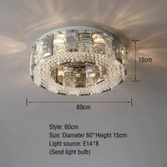 Modern Chrome Crystal Ring Semi-Flush Mount Chandelier Lighting