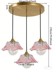 Glass Flower Pendant Light with Metal Accents Fixture