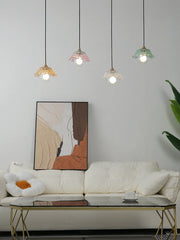 Glass Flower Pendant Light with Metal Accents Fixture