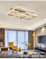 Gold Crystal Geometric Flush Mount Ceiling Light