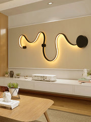 Modern Black Wave LED Sconce Light Fixture - Artistic Wall Lighting