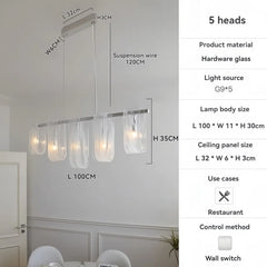 Clear Glass Tube Pendant Light Industrial Bar Chandelier