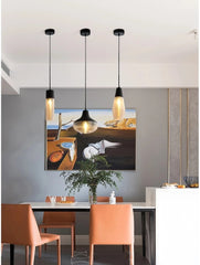 Glass Industrial Style Pendant Light with Ribbed Shade