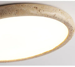 Round Stone Texture Flush Mount Ceiling Light Subtle Natural Finish