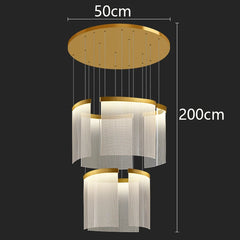 Chandelier with dimensions labeled on a black background