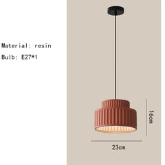 Tiered Fluted Ceramic Drum Pendant Light with Warm Inner Glow