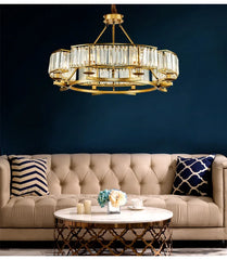 Gold Crystal Ring Tiered Chandelier Pendant Light