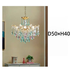 Gold Metal Frame Chandelier with Cascading Teardrop Crystals