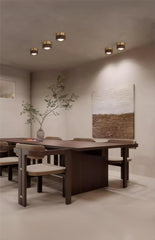 Walnut Wood Brass Flush Mount Ceiling Light Fixture