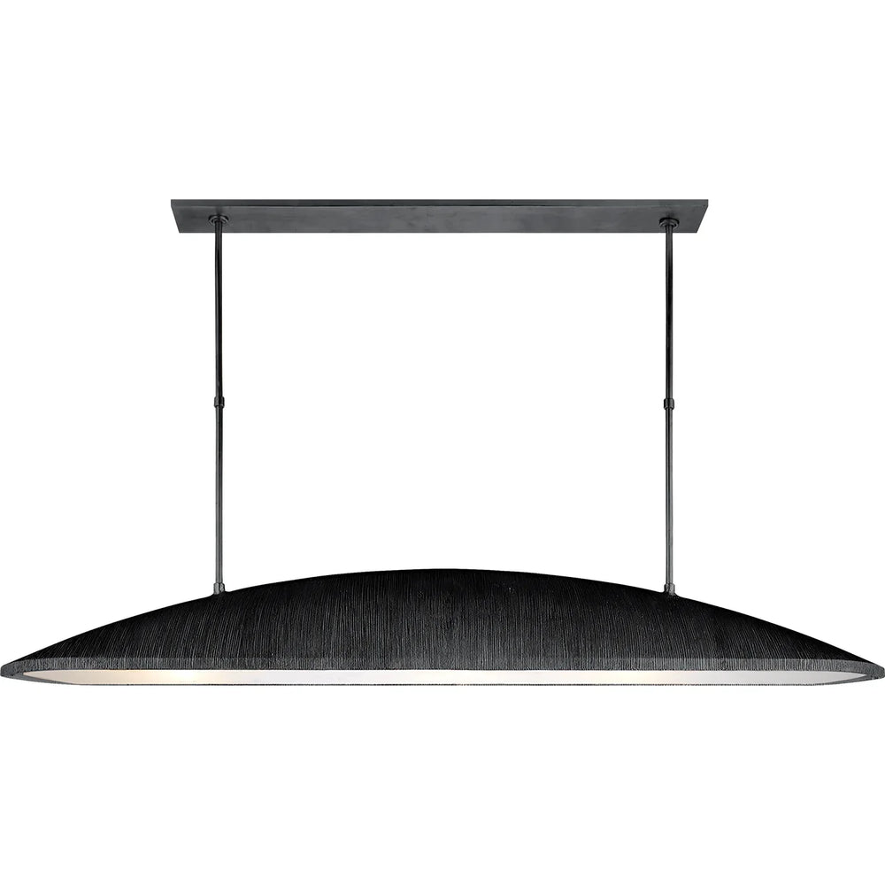 Black pendant light fixture on a white background