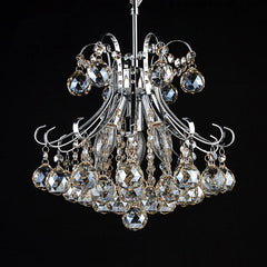Chrome Crystal Cascade Pendant Light with Dazzling Gem-Like Pendants