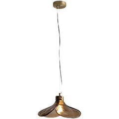 Gold pendant light on a white background