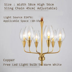 Gold Metal Frame Blue Glass Tear Drop Pendant Chandelier Light Fixture