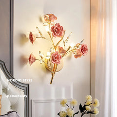 Gold Multi-Arm Flower Crystal Wall Sconce