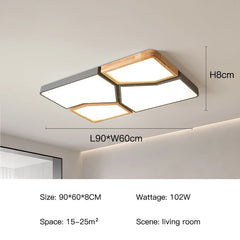 Ceiling light fixture with dimensions and specifications on a neutral background