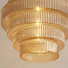 Glass Tiered Pendant Light with Brass Accents Fixture