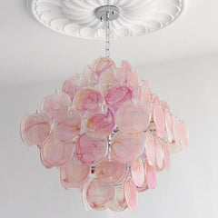 Cascading Glass Disc Chandelier - Modern Semi-Flush Mount Fixture