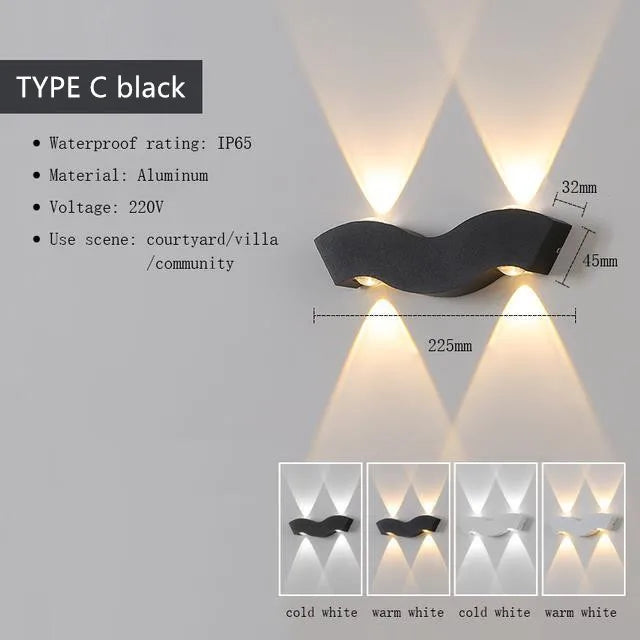 Wall light fixture with specifications on a gray background