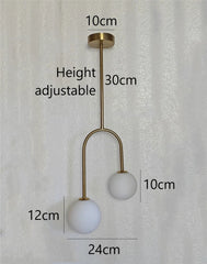 Gold Arch Dual Globe Semi-Flush Mount Ceiling Light Fixture