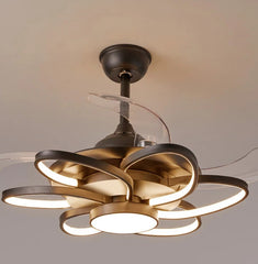 Modern ceiling fan with light fixture on a neutral background
