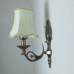 Gold Finish Metal Frame Fabric Shade Candle Sconce Wall Light