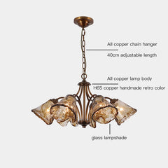 Smoked Glass Floral Chandelier Chain Pendant Light