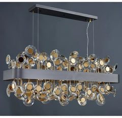 Gold Crystal Floral Chandelier Pendant Light with Mirror Accents