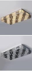 Square ceiling light fixture with crystal accents on a gray background