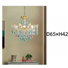 Gold Metal Frame Chandelier with Cascading Teardrop Crystals