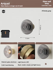 Smoky Gray Glass Diffuser Wall Sconce with Gold Finish Base