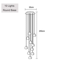 Crystal Ball Cascading Pendant Light Fixture Floral Stems Glass Shades