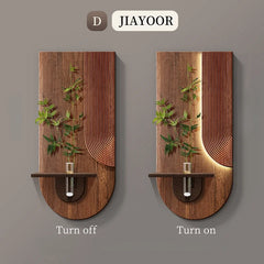 Wood Grain Wall Light with Integrated LED and Plant Holder