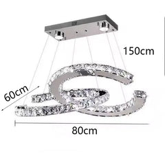 Chandelier with dimensions labeled on a white background