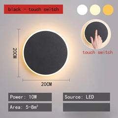 Modern Black Round LED Wall Sconce with Subtle Halo Light Effect