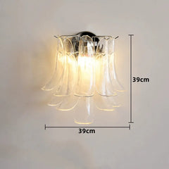 Chrome Finish Petal Glass Sconce with Pink Frosted Bell Shades