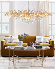 Gold Crystal Cascade Chandelier Surface Mount Light