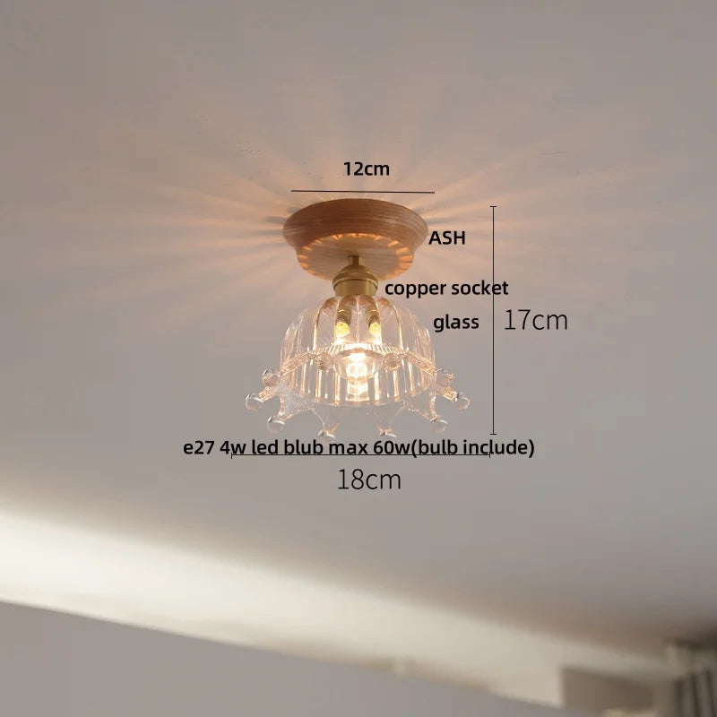 Ceiling light fixture with measurements on a neutral background