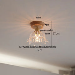 Ceiling light fixture with measurements on a neutral background