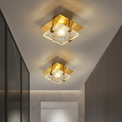 Gold Geometric Crystal Ceiling Light Flush Mount
