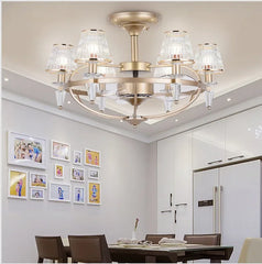 Luxury Crystal Invisible Fan Chandelier – Remote Dimmable