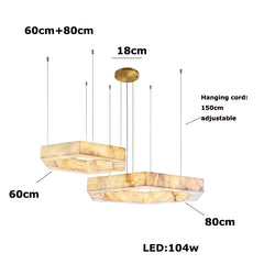 Alabaster 3-Ring Marble Pendant Chandelier